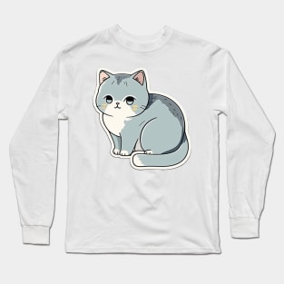 Charming British Short Hair Cat Sticker Long Sleeve T-Shirt